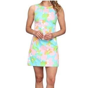 Lilly Pulitzer Delia Shorely Blue Mojo Lace Side Detail Shift Sz 0 Easter Dress